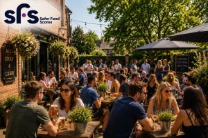 busy pub garden