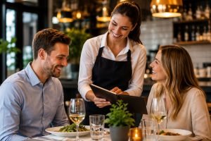 restaurant staff and customers